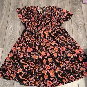 BloomChic Black and Pink Floral Midi Dress